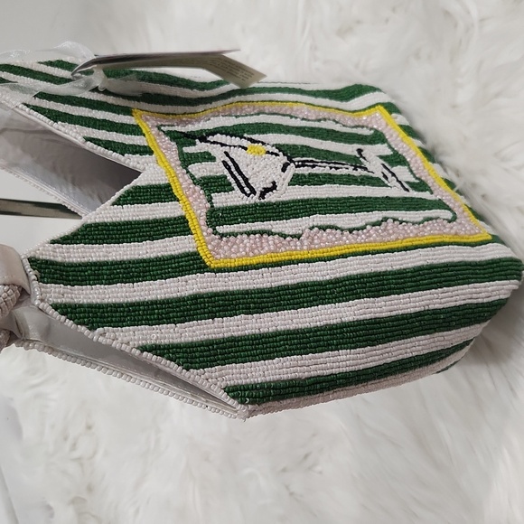 🔹️Made In india Viral Beaded Martini Green Striped Beaded Hancrafted Bag - Picture 4 of 10